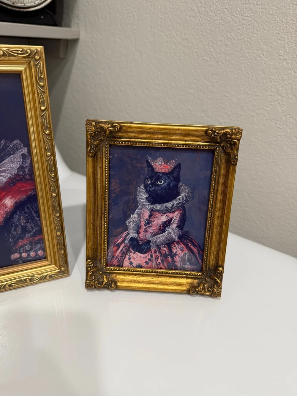Vintage Set of 3 Gold Ornate Cat Portrait Frames